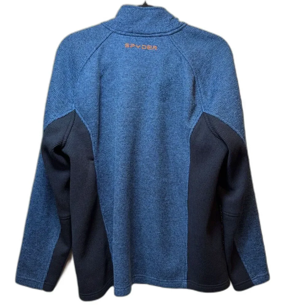 Spyder Constant Full Zip Sweater Fleece Jacket Blue Orange Men's Large